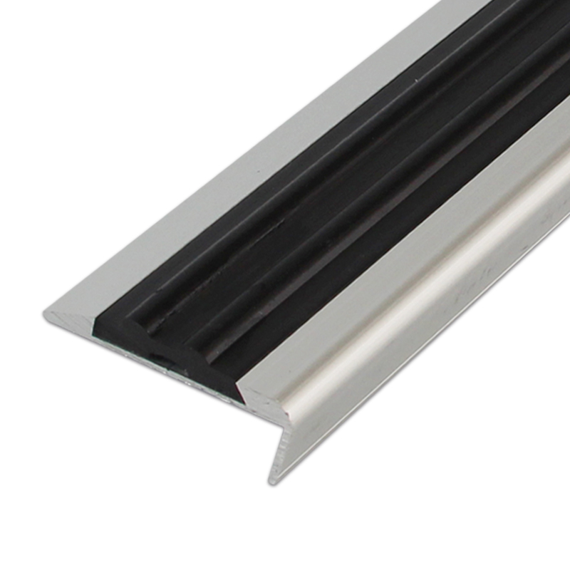 LT-65 Aluminum stair nosing with rubber inserts