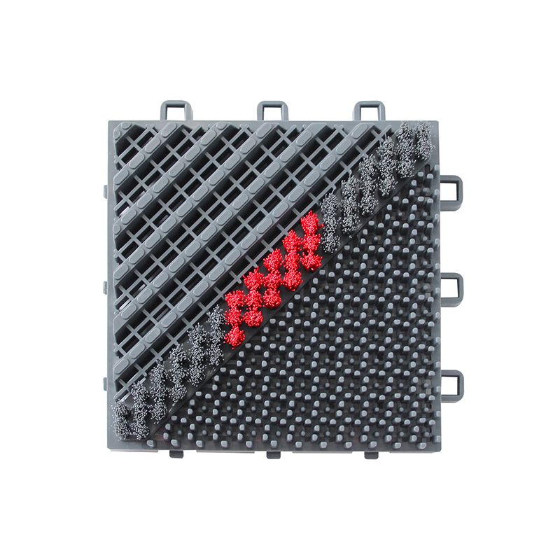 EVA-Single Brush type -  Grey eva floor mat with single red color nylon brush